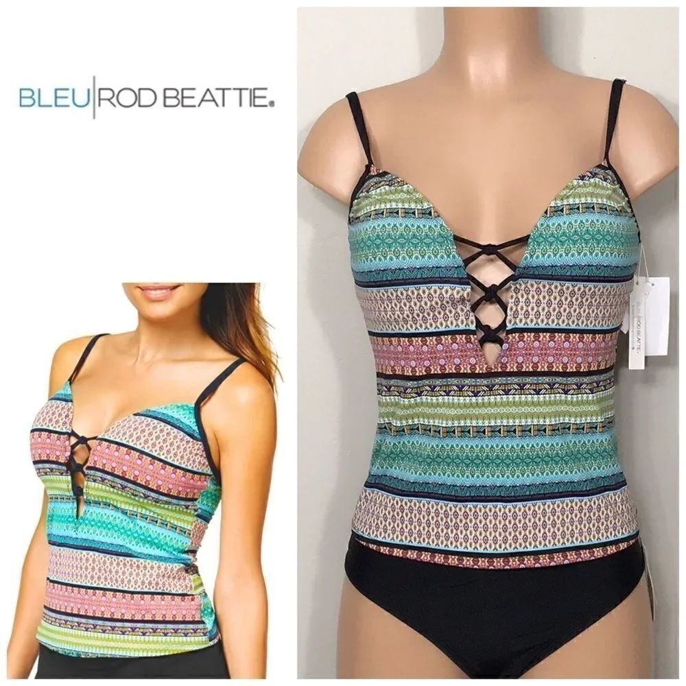 BLEU Rod Beattie plunge neck tankini top. NWT